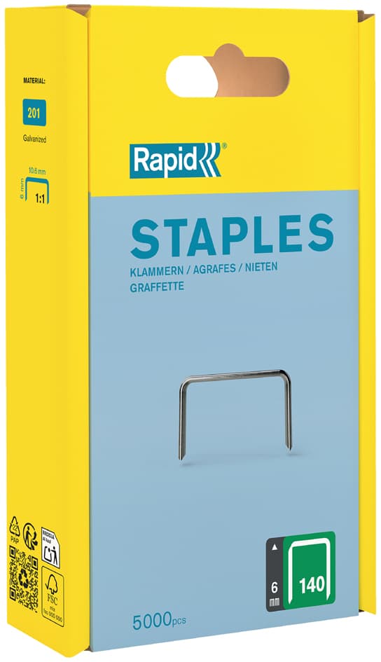 Rapid Flachdrahtklammern Typ 140, 6 mm, Großpackung