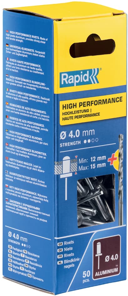 Rapid Blindniete Universal, 4,0 x 18 mm, aus Aluminium