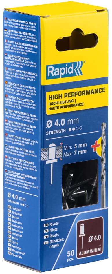 Rapid Blindniete Universal, 4,0 x 10 mm, aus Aluminium