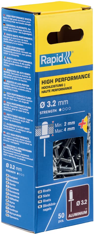 Rapid Blindniete Universal, 3,2 x 8 mm, aus Aluminium