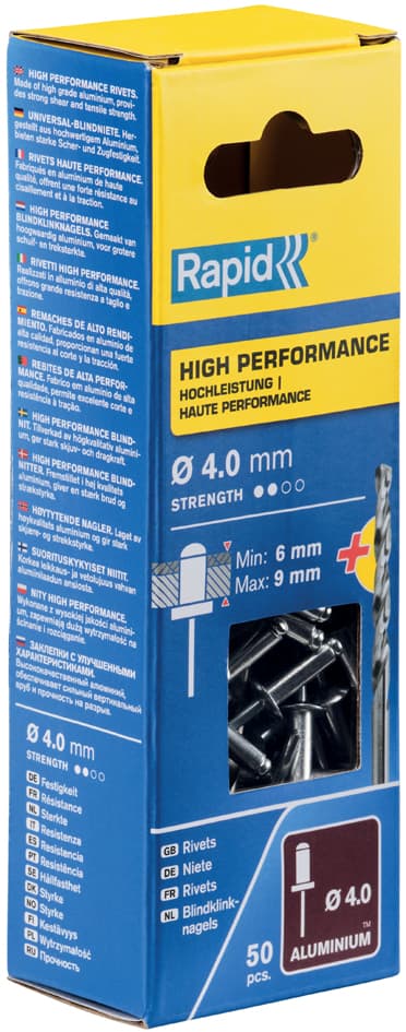 Rapid Blindniete Universal, 4,0 x 12 mm, aus Aluminium