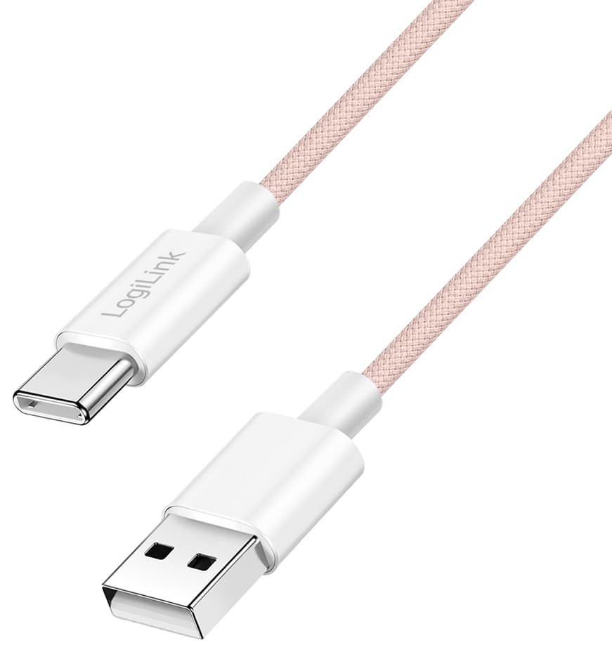 LogiLink USB 2.0 Kabel, USB-A - USB-C Stecker, 0,5 m, rosa