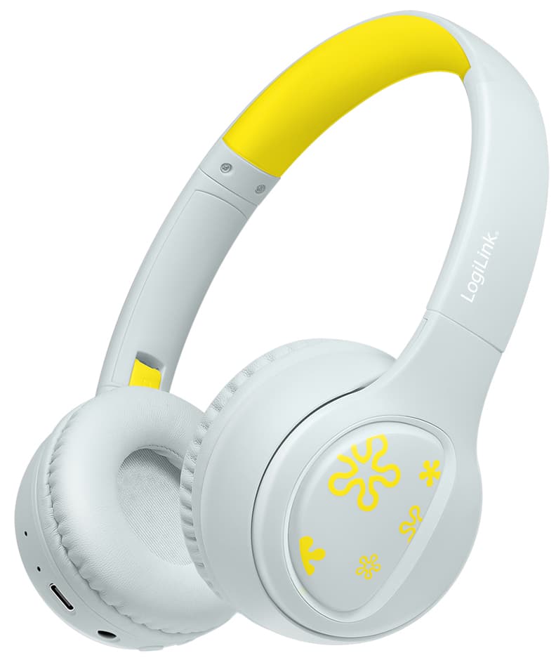 LogiLink BT 5.4 Kinder-Headset MUSIC BUDDIES, hellblau/gelb
