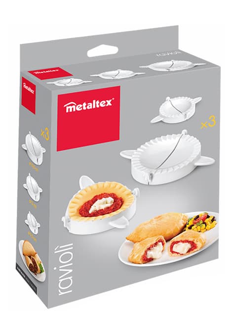 metaltex Ravioli- und Maultaschenformer, 3er Set, weiß
