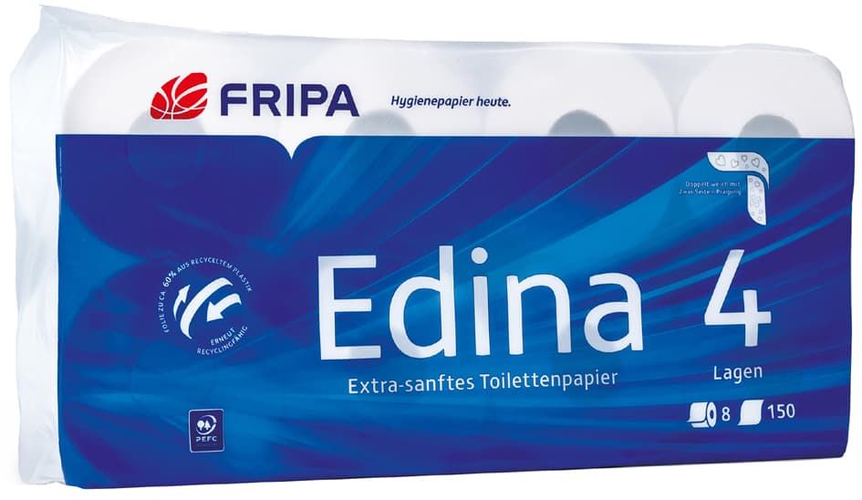 Fripa Toilettenpapier Edina, 4-lagig, hochweiß