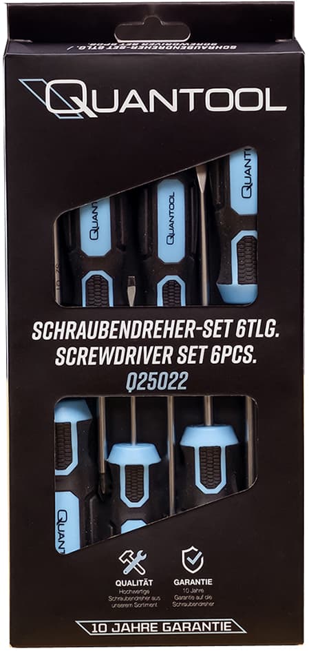 QUANTOOL Schraubendreher-Satz, 6-teilig, schwarz/blau