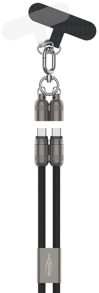 ANSMANN Smartphone Lanyard Kabel, USB-C - USB-C, schwarz