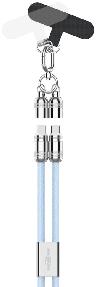 ANSMANN Smartphone Lanyard Kabel, USB-C - USB-C, blau