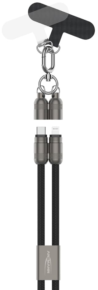 ANSMANN Smartphone Lanyard Kabel, USB-C - Lightning, schwarz
