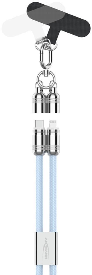 ANSMANN Smartphone Lanyard Kabel, USB-C - Lightning, blau