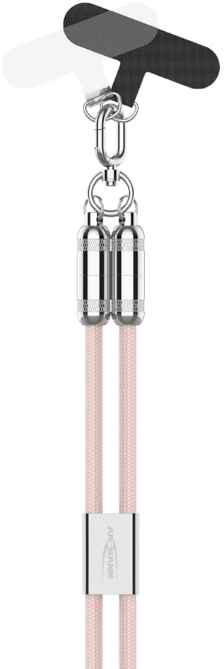 ANSMANN Smartphone Lanyard Kabel, USB-C - Lightning, rose