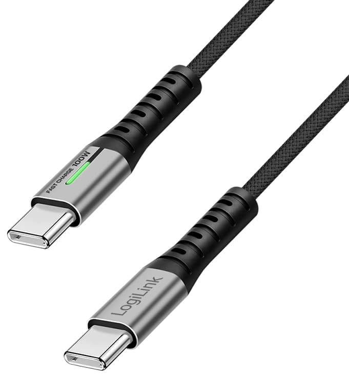 LogiLink USB 3.2 Kabel mit LED, USB-C - USB-C Stecker, 0,3 m