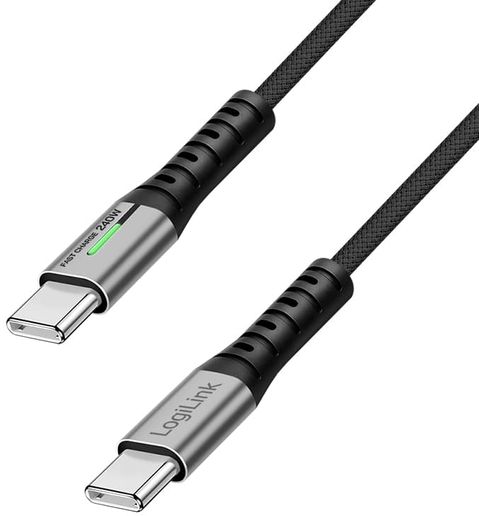 LogiLink USB 3.2 Kabel mit LED, USB-C - USB-C Stecker, 0,5 m
