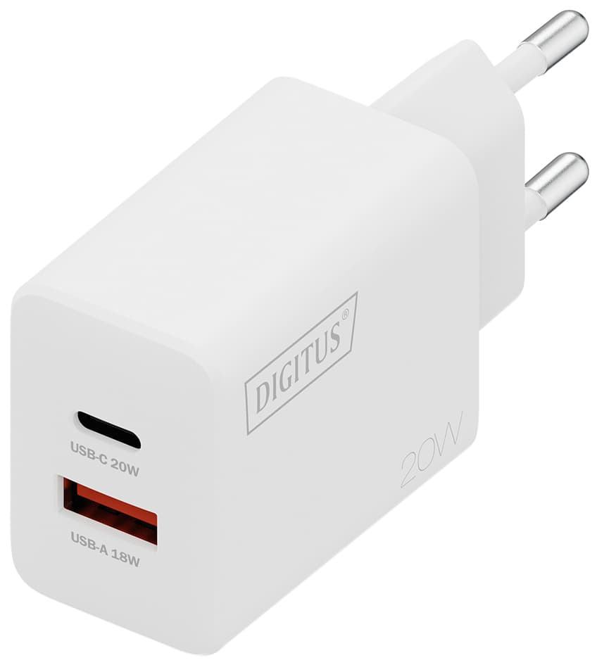 DIGITUS USB-Steckdosenadapter, 20 Watt, 1x USB-C/1x USB-A