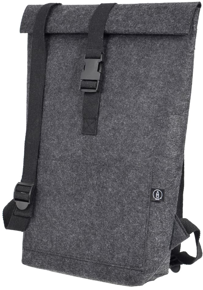 STOP Rolltop-Notebook-Rucksack, RPET-Filz, dunkelgrau