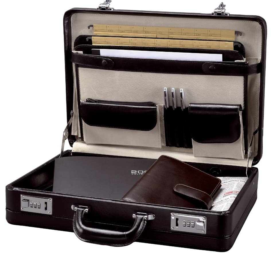 Alassio Attaché-Koffer , TAORMINA, , Leder, schwarz