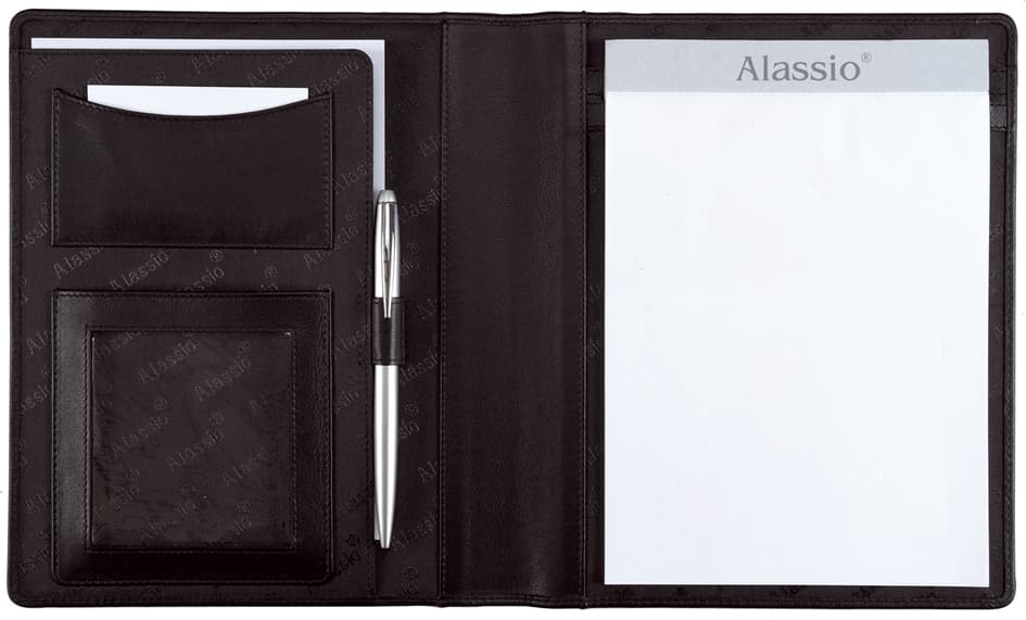 Alassio Schreibmappe , BORMIO, , A5, Lederimitat, schwarz