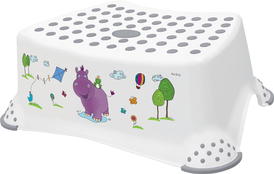 keeeper kids Tritthocker , tomek hippo, , weiß mit Aufdruck