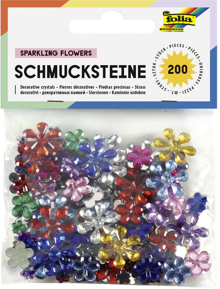 folia Schmucksteine , Blumen, , Größen und Farben sortiert
