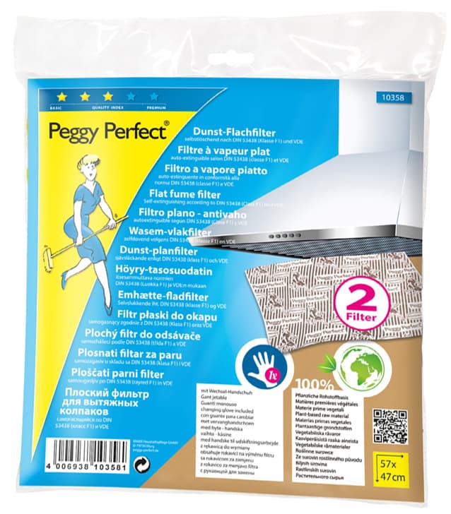 Peggy Perfect Dunstflachfilter, mit Wechselhandschuh