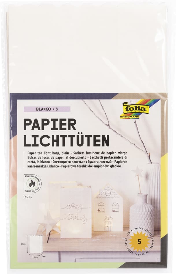 folia Lichtertüte , Blanko, , klein, aus Papier, weiß