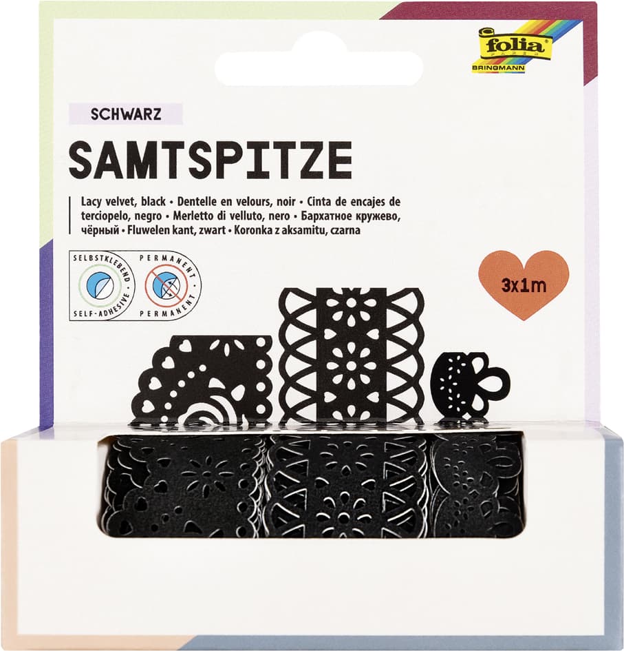 folia Samtbordüren , Folklore, , selbstklebend, schwarz