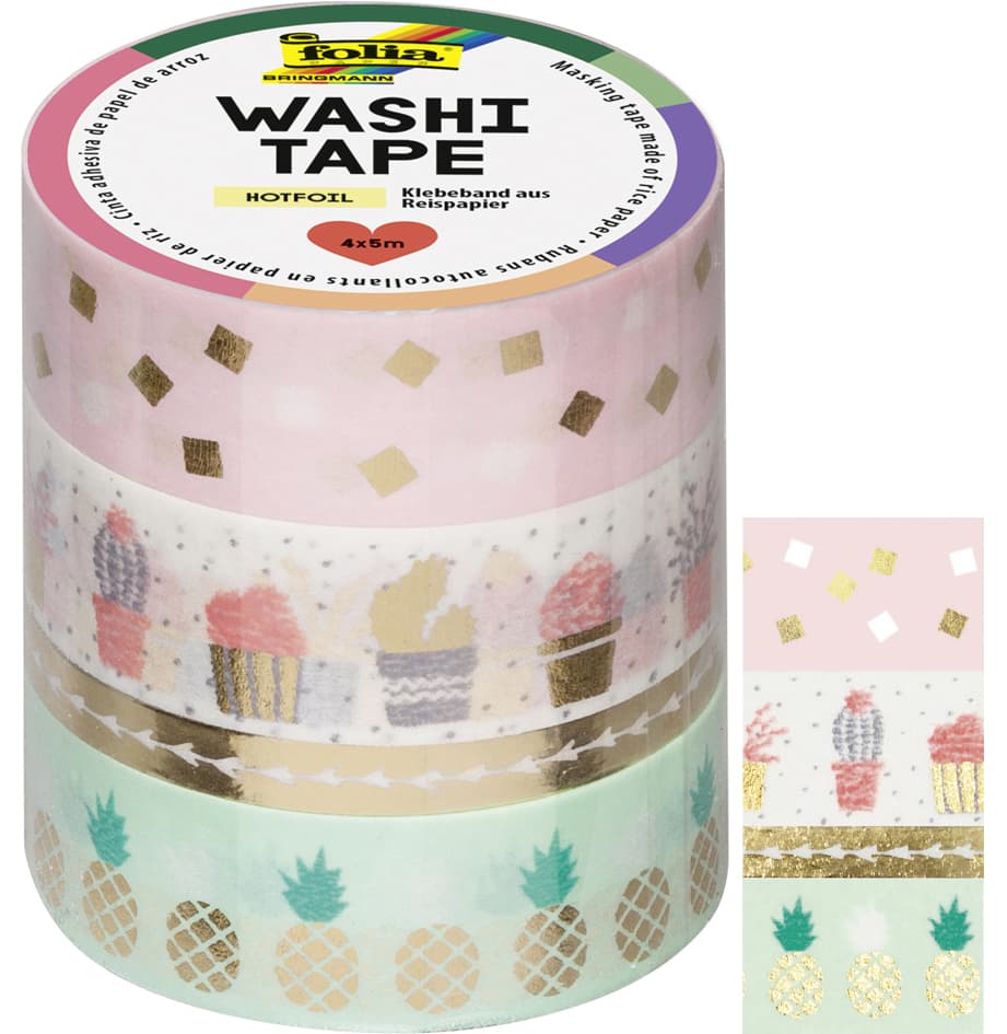 folia Deko-Klebeband Washi-Tape HOTFOIL GOLD, 4er Set