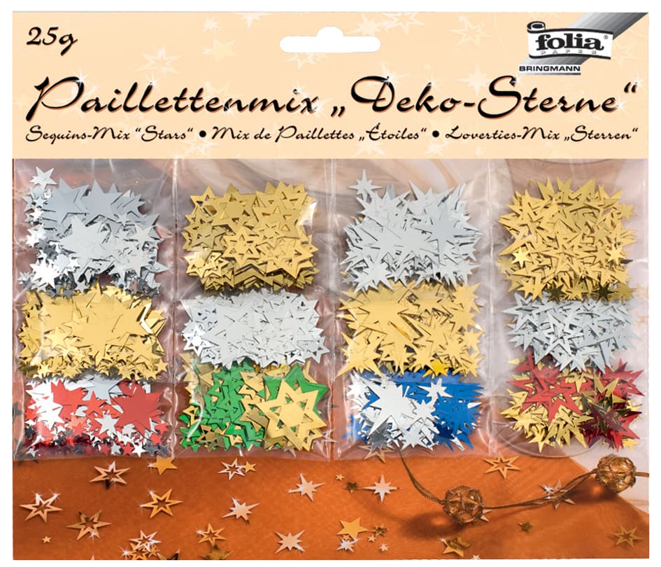 folia Paillettenmix/Streuschmuck , Deko-Sterne, , sortiert