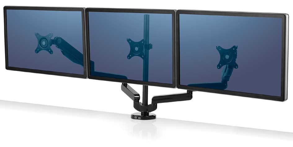 Fellowes Dreifach-Monitorarm Platinum, schwarz