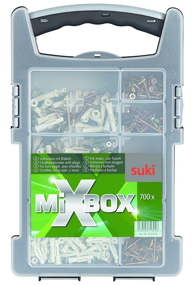 suki. Mixbox , Spanplattenschrauben mit Dübeln, , 700 teilig