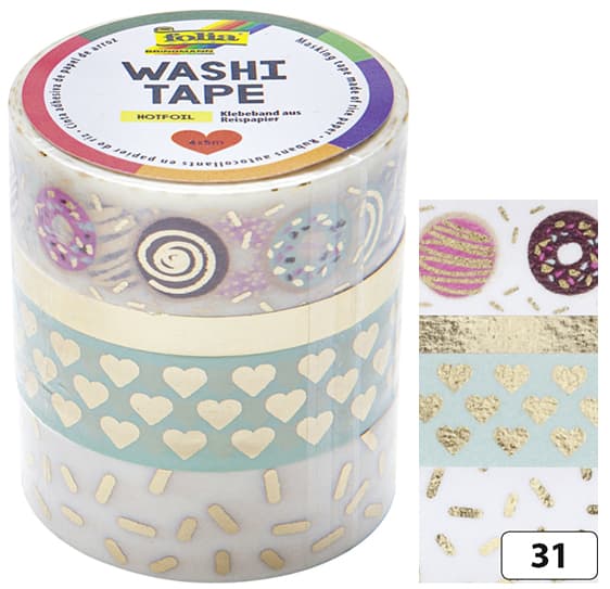 folia Deko-Klebeband Washi-Tape Hotfoil Gold II, 4er Set