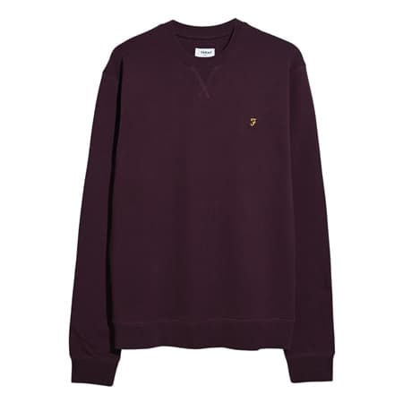 Farah Tim Organic Crew Sweatshirt - Wine - XL