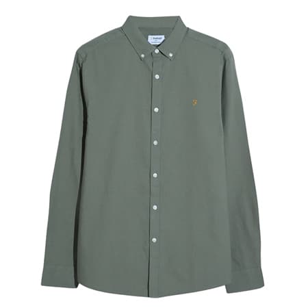 Farah Brewer Organic Cotton Oxford Shirt - Green - XL