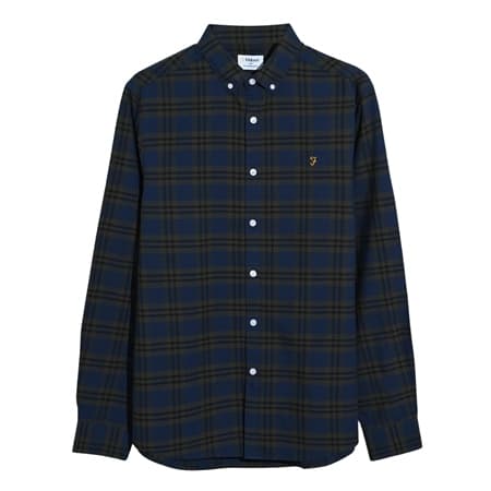 Farah Brewer Organic Check Shirt - Dk Green - S