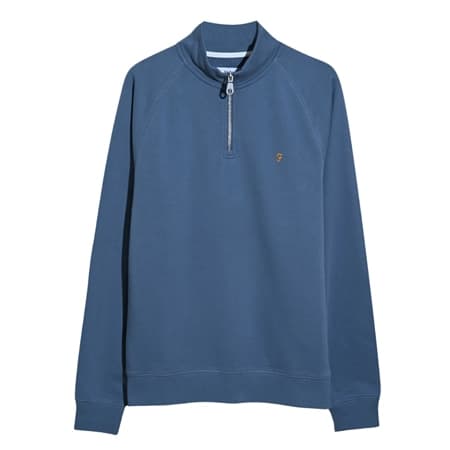 Farah Jim 1/4 Zip Sweatshirt - Chalk Blue - XL
