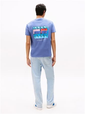 Tommy Jeans Dna Back Graphic Crew Neck T-Shirt  - Blue - XL