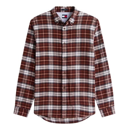 Tommy Jeans Regular Fit Check Flannel Shirt - Brown - XL