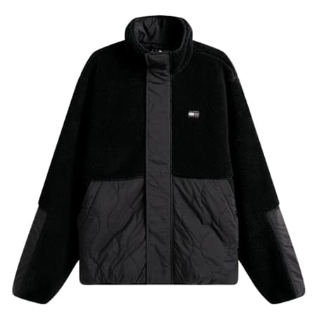 Tommy Jeans Quilted Teddy Relaxed Jacket - Black - XL