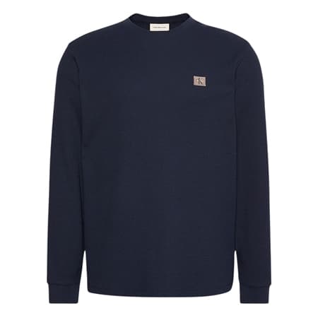 Calvin Klein Jeans Long Sleeve Waffle Badge Crew T-shirt - Navy - XL