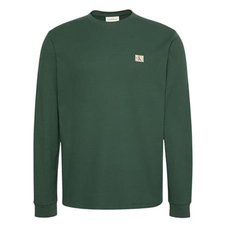 Calvin Klein Jeans Long Sleeve Waffle Badge Crew T-shirt - Green - XL