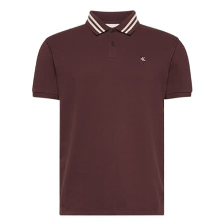 Calvin Klein Jeans Monogram Logo Tipped Classic Polo Shirt - Brown - XL