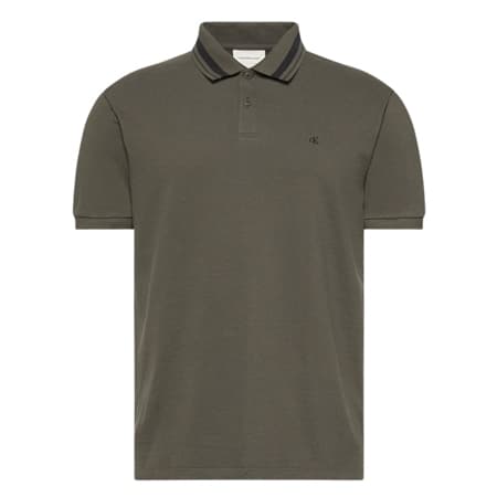 Calvin Klein Jeans Monogram Logo Tipped Classic Polo Shirt - Grey - M
