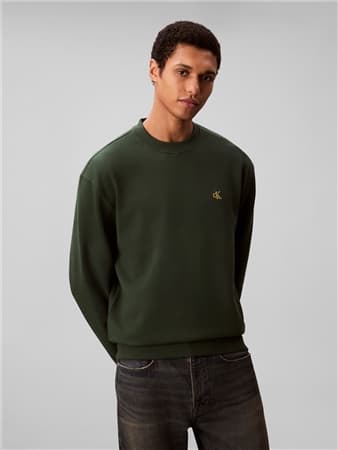 Calvin Klein Jeans Cotton Terry Mono Logo Sweatshirt - Green - XL
