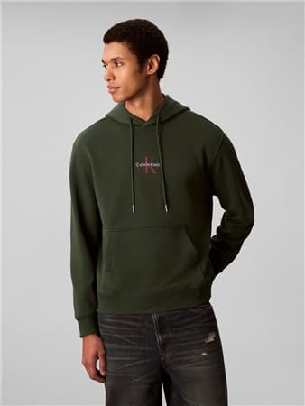 Calvin Klein Jeans Cotton Terry Logo Hoodie - Green - XS