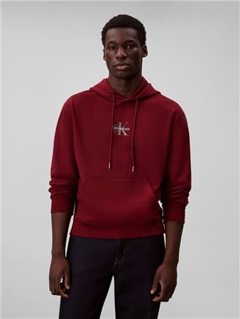Calvin Klein Jeans Cotton Terry Logo Hoodie - Red - XS