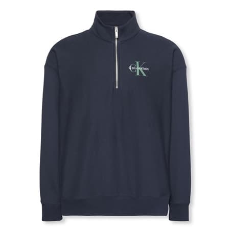 Calvin Klein Jeans Premium Terry Relaxed Quarter Zip Sweatshirt - Navy - XL