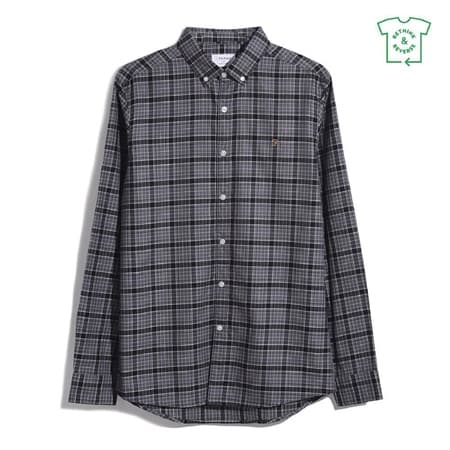 Farah Fraser Check Shirt - Charcoal - XL