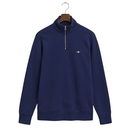 Gant Reg Shield Half Zip Sweatshirt - Blue - XL