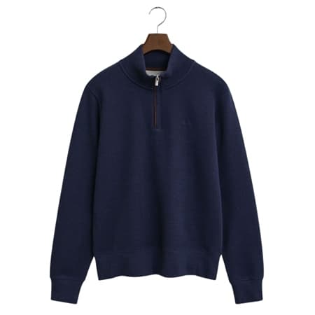 Gant Sacker Rib Half-Zip Sweatshirt - Blue - XL