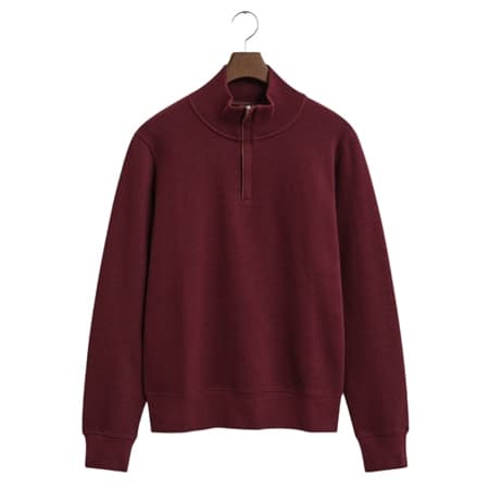 Gant Sacker Rib Half-Zip Sweatshirt - Wine - XL